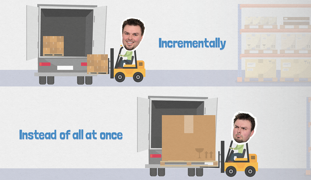 Forklift loading lorry graphic