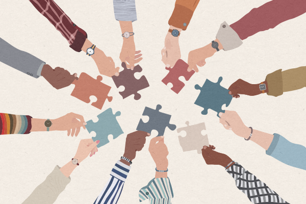 Jigsaw puzzle collaboration teamwork