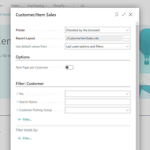 Report Layout Selection