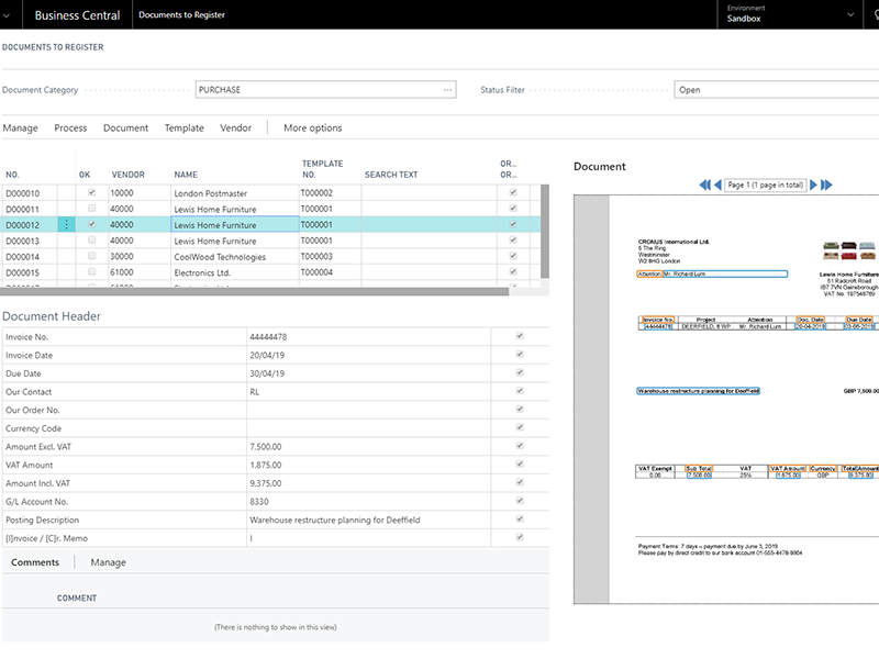 Example of Continia Document Capture