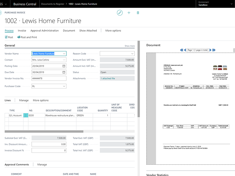 Example of Continia Document Capture