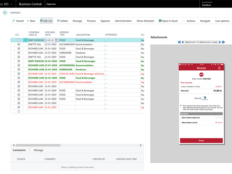 Example of Continia Expense Management