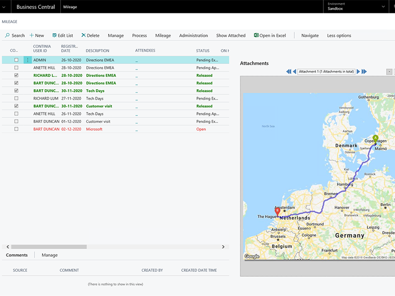 Example of Continia Expense Management