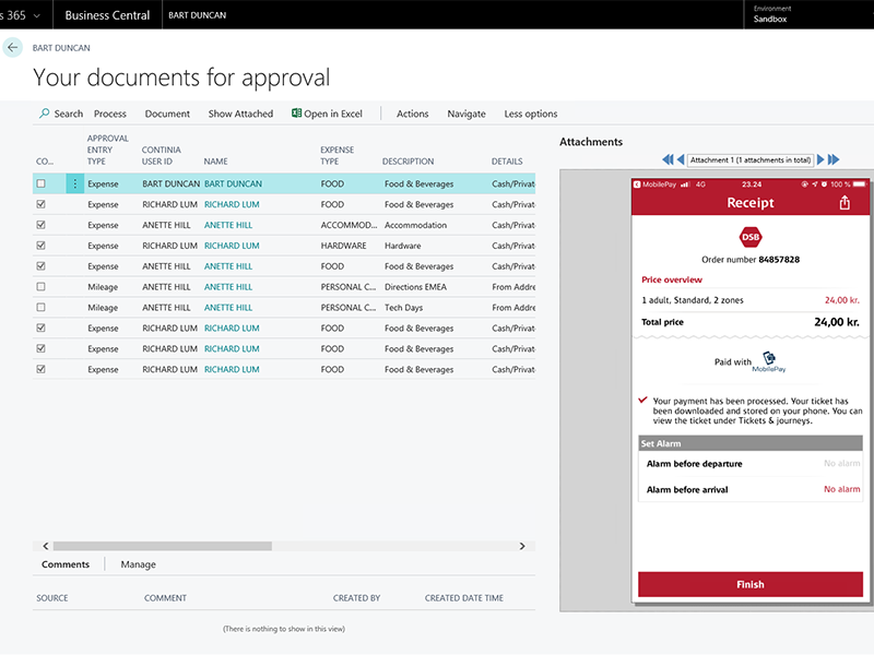 Example of Continia Expense Management